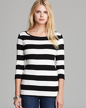Nydj Scoop Neck Wide Stripe Tee