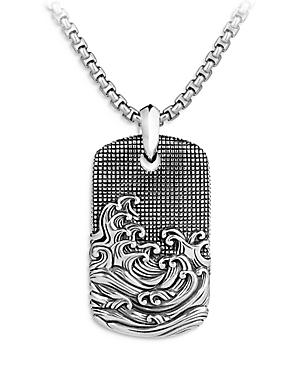David Yurman Sterling Silver Waves Tag Pendant