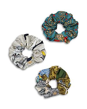Tory Burch Embellished Silk Scrunchies, Set Of 3