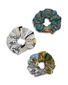 Tory Burch Embellished Silk Scrunchies, Set Of 3