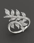 Diamond Leaf Ring In 14k White Gold, .50 Ct. T.w.