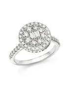 Diamond Baguette And Round Ring In 18k White Gold, 1.10 Ct. T.w.