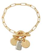 Allsaints Shaky Coin Charm Link Bracelet In Silver Tone & Gold Tone