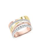 Bloomingdale's Diamond Crossover Ring In 14k Yellow, White & Rose Gold, 0.4 Ct. T.w. - 100% Exclusive
