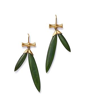 Annette Ferdinandsen Design 14k Yellow Gold Jade Bamboo Drop Earrings