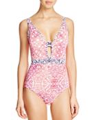 Tommy Bahama Coral Medallion V-neck One Piece Swimsuit