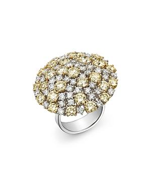 Roberto Coin White & Yellow Diamond Cluster Ring In 18k Yellow & White Gold