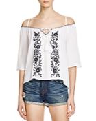 Band Of Gypsies Embroidered Off-the-shoulder Top
