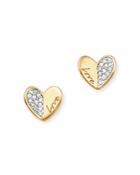 Adina Reyter Diamond Love Folded Heart Stud Earrings In 14k Gold, 0.08 Ct. T.w.