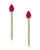 Bloomingdale's Ruby & Diamond Earrings In 14k Yellow Gold - 100% Exclusive