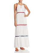 Red Carter In Stitches Tiered Maxi Dress Swim Cover Up