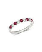 Bloomingdale's Ruby & Diamond Band In 14k White Gold - 100% Exclusive