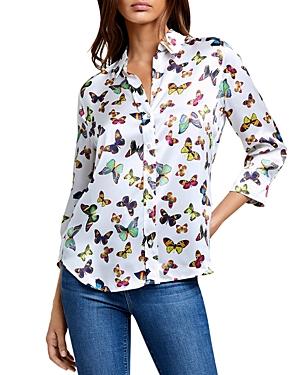 L'agence Dani Butterfly Print Silk Blouse