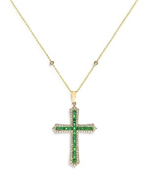Bloomingdale's Sapphire & Diamond Cross Pendant Necklace In 14k Yellow Gold, 18 - 100% Exclusive