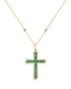 Bloomingdale's Sapphire & Diamond Cross Pendant Necklace In 14k Yellow Gold, 18 - 100% Exclusive