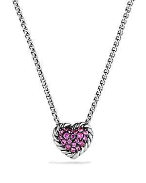 David Yurman Chatelaine Heart Pendant Necklace With Pink Sapphire