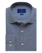 David Donahue Fusion Cotton Dog Print Trim Fit Dress Shirt