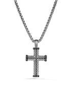 David Yurman Chevron Cross With Black Diamonds On Chain