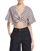 Lucy Paris Gina Twist-front Striped Cropped Top - 100% Exclusive