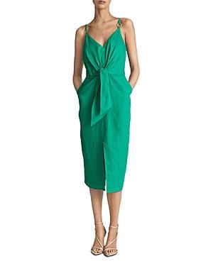 Reiss Kay Linen Plunge Dress