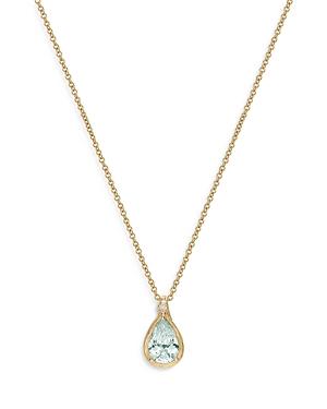 Bloomingdale's Pear Shaped Prasiolite & Diamond Accent Pendant Necklace In 14k Yellow Gold, 18 - 100% Exclusive