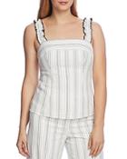 Vince Camuto Ruffle-strap Pinstripe Top