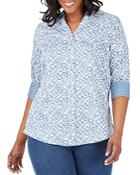 Foxcroft Plus Mary Wrinkle Free Floral-print Top