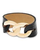 Michael Kors Leather Link Cuff Bracelet