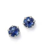 Judith Ripka Sterling Silver Eclipse Stud Earrings With Lab-created Blue Corundum