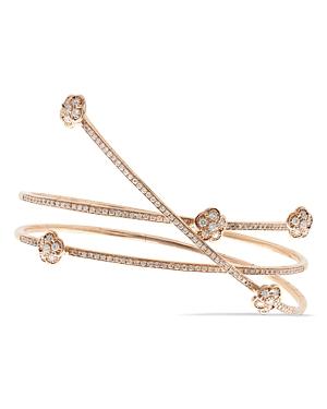 Pasquale Bruni 18k Rose Gold Figlia Dei Fiori White & Champagne Diamond Wrap Bracelet