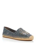 Tory Burch Women's Ines Logo Croc Embossed Leather Espadrille Flats