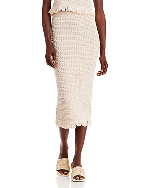 Aqua Cotton Crochet Fringe Trim Midi Skirt - 100% Exclusive