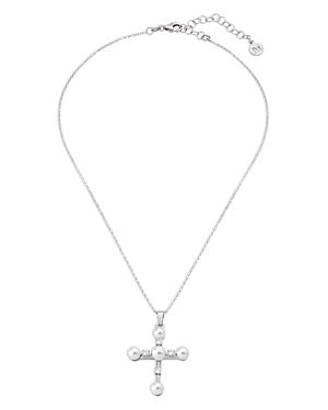 Majorica Simulated Pearl Cross Pendant Necklace, 15
