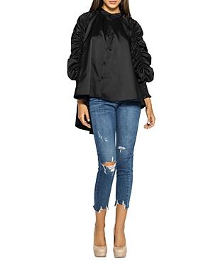 Gracia Ruched Sleeve High Low Shirt (42% Off) - Comparable Value $104
