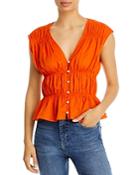 Frame Ruched V Neck Sleeveless Blouse