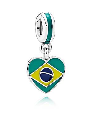 Pandora Dangle Charm - Sterling Silver & Enamel Brazil Heart Flag