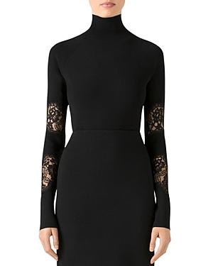 St. John Lace Trim Turtleneck Sweater