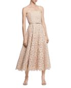 Michael Kors Collection Floral Lace Strapless Dress