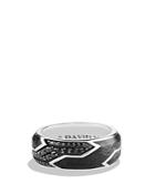 David Yurman Forged Carbon Ring With Black Diamonds In Silver