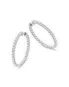Bloomingdale's Diamond Inside Out Oval Hoop Earrings In 14k White Gold, 5.0 Ct. T.w. - 100% Exclusive