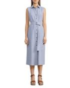 Lafayette 148 New York Pax Sleeveless Belted Shirt Dress