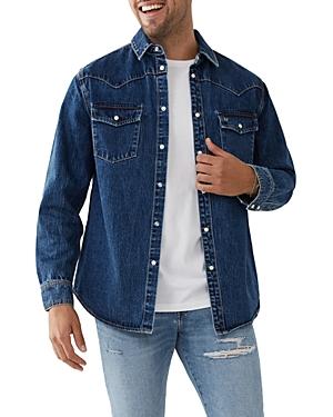 True Religion Cotton Blend Denim Button Down Western Shirt