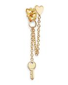 Zoe Chicco 14k Yellow Gold Itty Bitty Heart & Key Drop Single Stud Earring