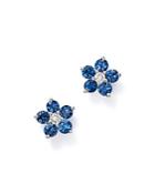 Bloomingdale's Blue Sapphire & Diamond Flower Stud Earrings In 14k White Gold - 100% Exclusive