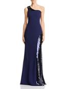 Aidan Mattox One-shoulder Sequined Gown