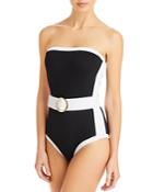 Alexandra Miro Whitney Belted Strapless One Piece Swimsuit