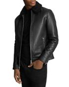 Reiss Matt Leather Shearling Collar Jacket