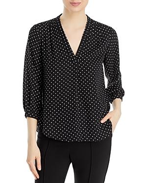 Vince Camuto Pin Dot V-neck Blouse