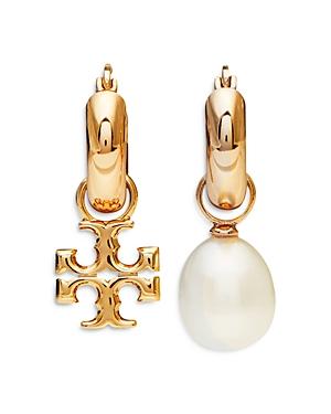 Tory Burch Kira Cultured Pearl Mismatch Hoop Earrings
