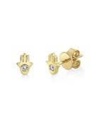 Moon & Meadow 14k Yellow Gold Diamond Hamsa Stud Earrings - 100% Exclusive